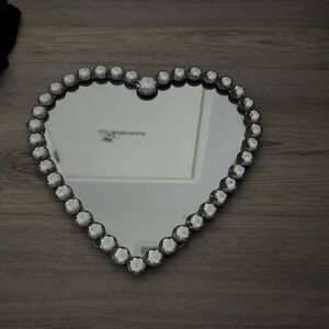 Heart-Shaped Mirror with Crystal Accents